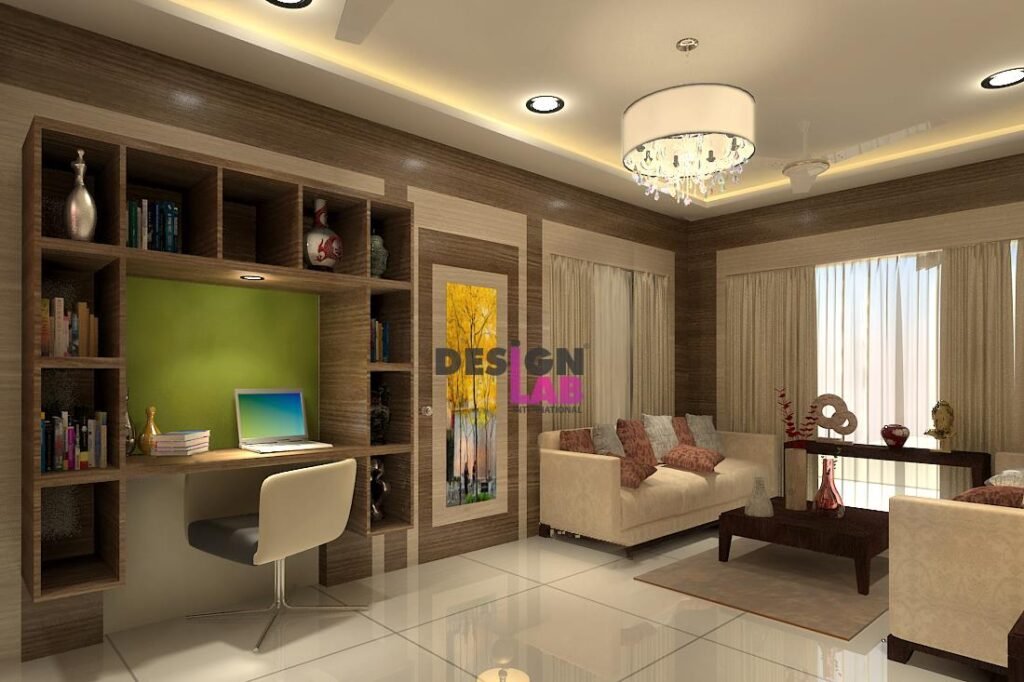 living room with study area