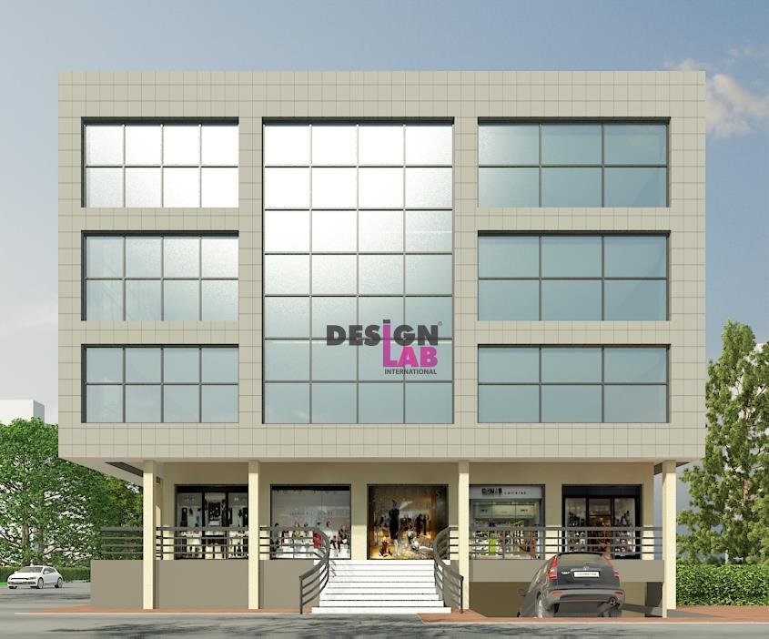 3D front elevation of commercial building