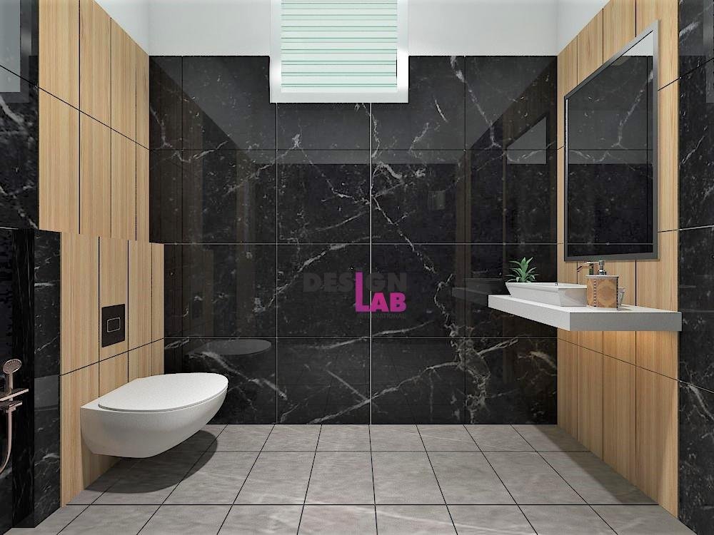 black tiles bathroom design