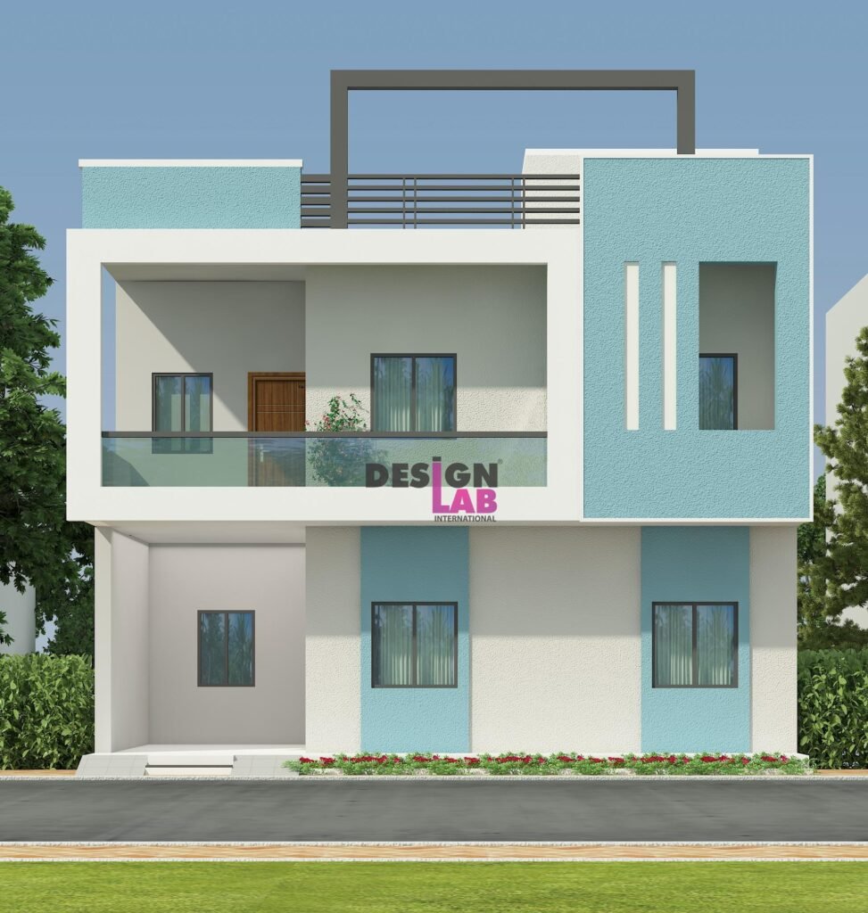 Image of 2nd floor house front design ( simple)
