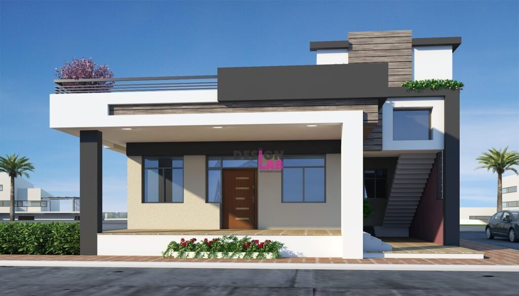 Image of Simple house exterior design one floor