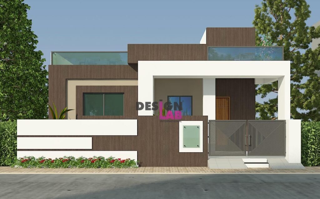 Image of Modern wood accents on House exterior