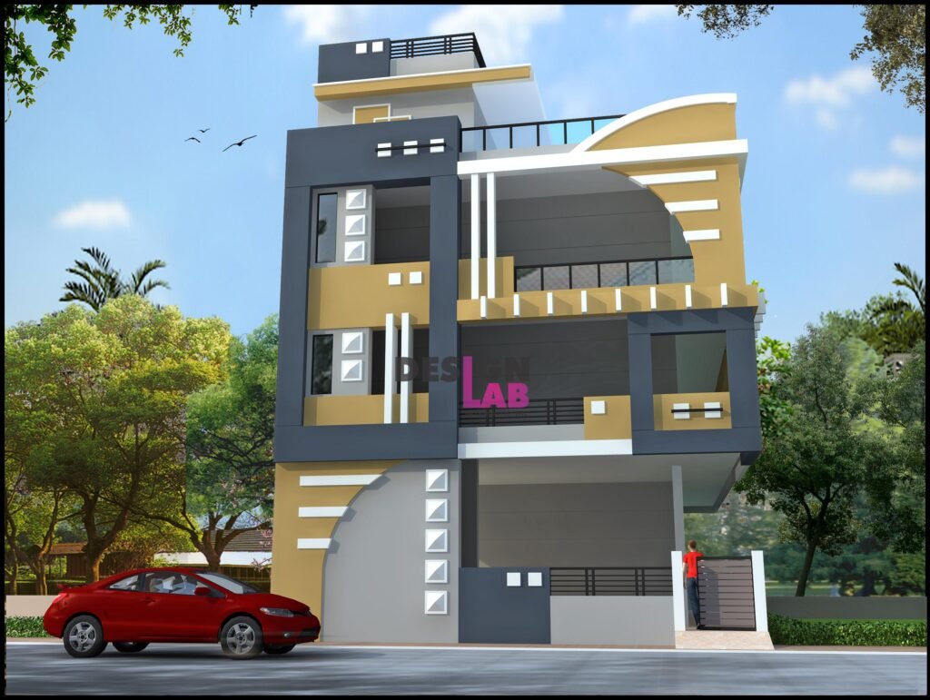 Image of Modern house front wall design